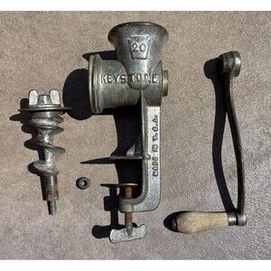 Vintage Keystone Meat Grinder No 20 Hand Crank Table Mount Heavy Made in the USA